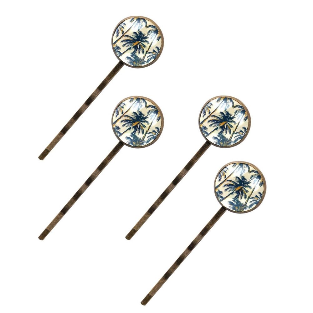 4 Pieces Bobby Pins Hair Clips for Women, Summer Palms Tree Pattern Decorative Hairpin Hair Barrettes for Girls, Elegant Brown Hair Accessories