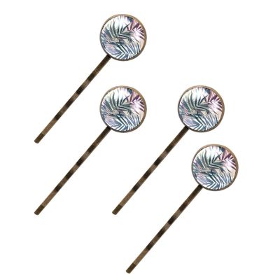 4 Pieces Bobby Pins Hair Clips for Women, Tropical Leaves in Pastel Colors Decorative Hairpin Hair Barrettes for Girls, Elegant Brown Hair Accessories
