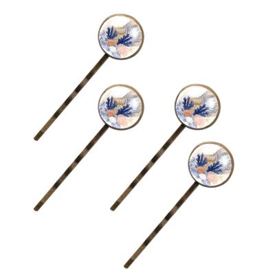 4 Pieces Bobby Pins Hair Clips for Women, Cute Underwater Seashells Corals Decorative Hairpin Hair Barrettes for Girls, Elegant Brown Hair Accessories