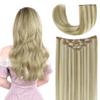 14" Clip in Hair Extensions Remy Human Hair for Women - Silky Straight Ash Blonde Highlighted Platinum Blonde Real Hair Extensions Clip ins 58grams 4pieces (14inches, #17A-60A) view 1
