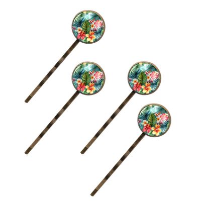 4 Pcs Hair Pins for Women, Seamless Tropical Pattern Long Bobby Pins Vintage Hairpins Decorative Elephant Hair Barrettes with Jewelry Gift Box
