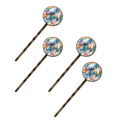 4 Pcs Hair Pins for Women, Tropical Parrots Leaves Summer Colors Long Bobby Pins Vintage Hairpins Decorative Elephant Hair Barrettes with Jewelry Gift Box