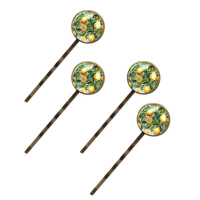 4 PCS Womens Hair Barrettes, Seamless Watercolor Lemon Pattern Long Bobby Hair Pins for Girls, Stainless Steel Hair Clips Headwear Styling Tools Hair Accessories