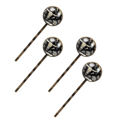 Cactus and Skull of Bull Bobby Pins for Women, Vintage Brown Hair Pins with Gift Box, Invisible Wave Hairpins Barrette for Weddings Hair Accessories