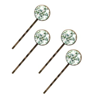 4 PCS Womens Hair Barrettes, Watercolor Green Leaves Long Bobby Hair Pins for Girls, Stainless Steel Hair Clips Headwear Styling Tools Hair Accessories