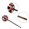 4 PCS Womens Hair Barrettes, Watercolor Cherries on Black and White Checkers Long Bobby Hair Pins for Girls, Stainless Steel Hair Clips Headwear Styling Tools Hair Accessories view 3