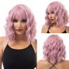 12inch short Wavy with bangs synthetic for woman High Temperature Fiber Machine Made for hair loss (Gray) view 2