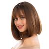 12inch High Temperature Fiber Machine Made straight short synthetic for woman with thin hair with bangs (Brown) view 1