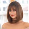 12inch High Temperature Fiber Machine Made straight short synthetic for woman with thin hair with bangs (Brown) view 3