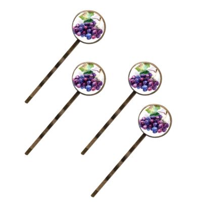 4 PCS Womens Hair Barrettes, Watercolor Fruit Grapes on White Background Long Bobby Hair Pins for Girls, Stainless Steel Hair Clips Headwear Styling Tools Hair Accessories
