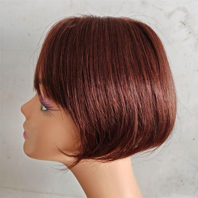 10x11cm Human Hair One Piece Light Cover White Hair for Woman Add Volume Straight Bangs Machine Made (Dark brown,30cm)