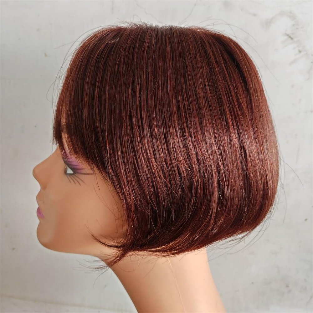 10x11cm Human Hair One Piece Light Cover White Hair for Woman Add Volume Straight Bangs Machine Made (Dark brown,30cm)