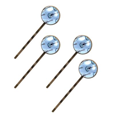 4 Pcs Hair Pins for Women, Blue Guitars Seamless Pattern Long Bobby Pins Vintage Hairpins Decorative Elephant Hair Barrettes with Jewelry Gift Box