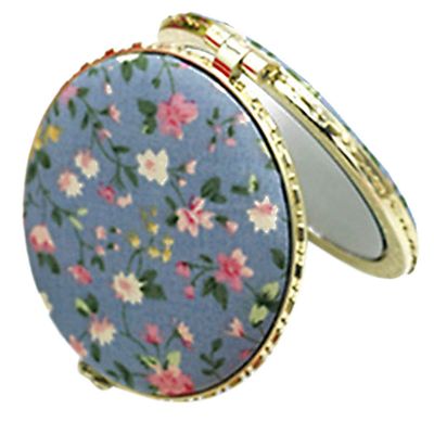 1Pc Round Pocket Folding Makeup Vintage Double Sides Floral Printed