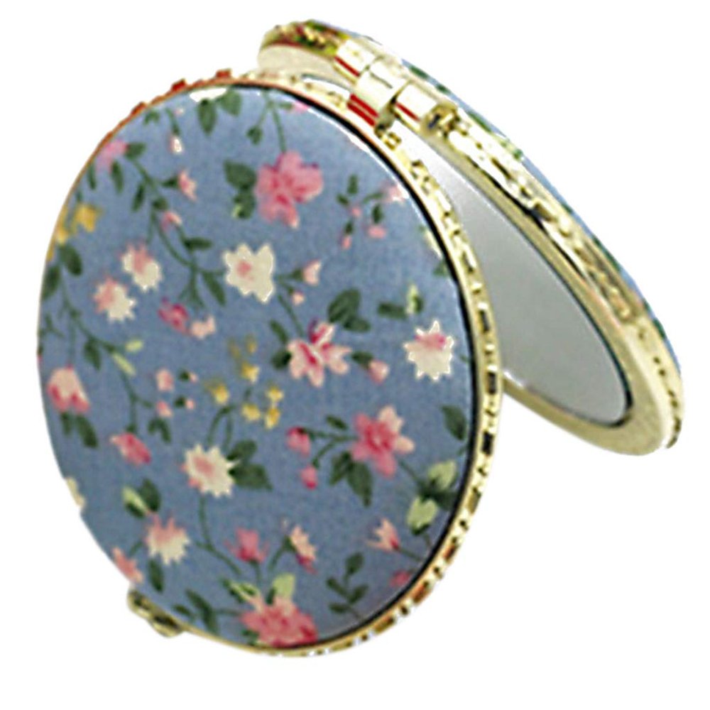 1Pc Round Pocket Folding Makeup Vintage Double Sides Floral Printed
