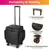 BYOOTIQUE 2in1 Soft Sided Rolling Makeup Train Case Travel Backpack For Hair Stylist Tools Curling Iron Straightener Salon Barber Shop, Black view 4