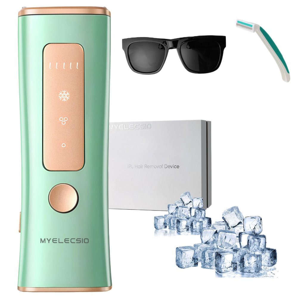 Myelecsio Laser Hair Removal, IPL Hair Removal Device with Cooling Function, Safe, Long-lasting and Virtually Painless Treatment, Unlimited Flashes at Home Use