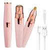 Eyebrow Facial Trimmer for Women - 2 in 1 Rechargeable Face Eye Brow Shaver - Face Remover Peach Fuzz Painless Facial Removal Built-in LED Light for Lips Arm Nose Hair Bikini Line Body (Pink) view 1