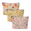 3pcs Colorful Flower Makeup Bag, Retro Botanical Flower Cosmetic Bag, Christmas Wedding Anniversary Birthday Friendship Gifts for Women Girls Best Friends Sister Bestie Grandma Travel Toiletry Bag view 1