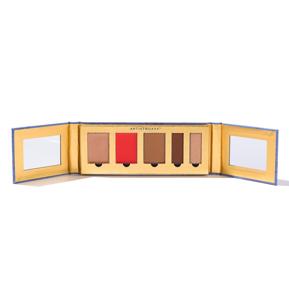 Artistboxxx Hamptons Polish & Glowww Palette  5-Piece Refillable Makeup Palette for Radiant Skin - Highlighters, Blush, Contour & Eye Shadows - Blendable, Long-Lasting, Vegan & Cruelty-Free