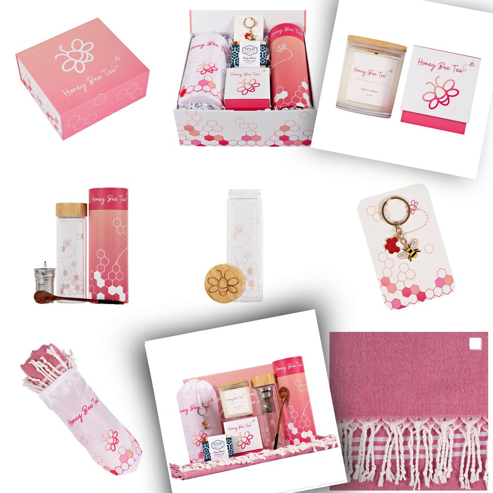 Holiday Birthday Bridesmaid Graduation 7 Piece Gift Set | Gifts for Women | 7 Piece Set | Hand Picked Beautifully Packaged | Luxury Spa Gift Featuring Naples Soap Company | Honey Bee Tea