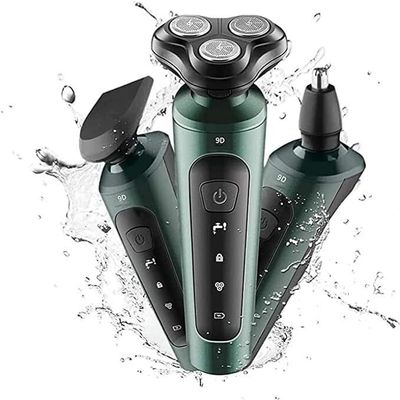 ALQPPM Mens Electric Shaver Razor Beard Trimmer Rotary Shaver Cordless Sideburn Trimmer Nose Trimmer Wet Dry Shaver Waterproof USB Rechargeable 3 in 1