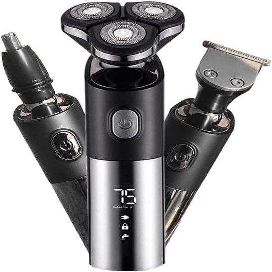 ALQPPM Electric Razor for Men's, 3 Head Electric Shaver for Men 3D Electric Razor Waterproof Beard Trimmer Cutter for Men Shaving Machine Recharge LED Display