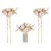 3pcs Chinese hairpin white peach blossom pearl handmade hairpin Chinese girls hanbok accessories summer simple cheongsam horse dress hair accessories view 1