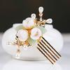 3pcs Chinese hairpin white peach blossom pearl handmade hairpin Chinese girls hanbok accessories summer simple cheongsam horse dress hair accessories view 2
