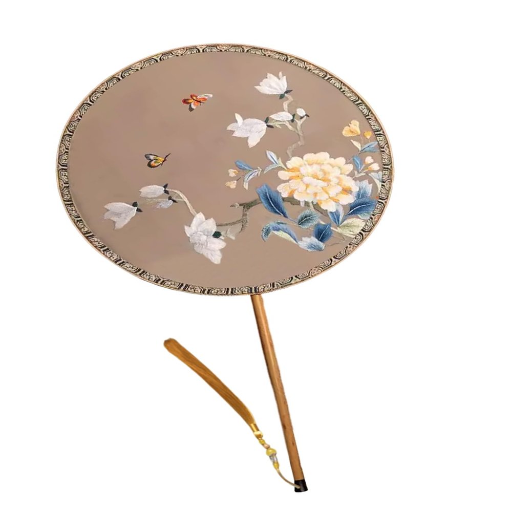 HangErFeng Women Dress Accessories Silk Embroidery Fan 293 Color2