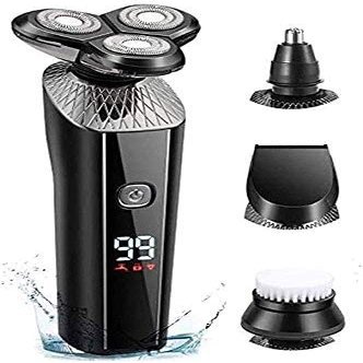 ALQPPM Electric Shaver for Men Rechargeable 4 in 1 Rotary Razors Beard Trimmer Face Shavers Waterproof Wet & Dry Cordless