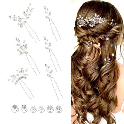 12 Pieces Hair Accessories for Women Pearl Crystal Bridal Hair Pins Wedding HairPieces for Brides Vintage Decorations Bride Bridesmaids