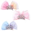 3Pack Bow Hair Clips, Crown Hair Barrettes, Cute Rhinestones Princess Bows Metal Side Hair Clips Sparkly Birthday Hair Styling Accessories view 1