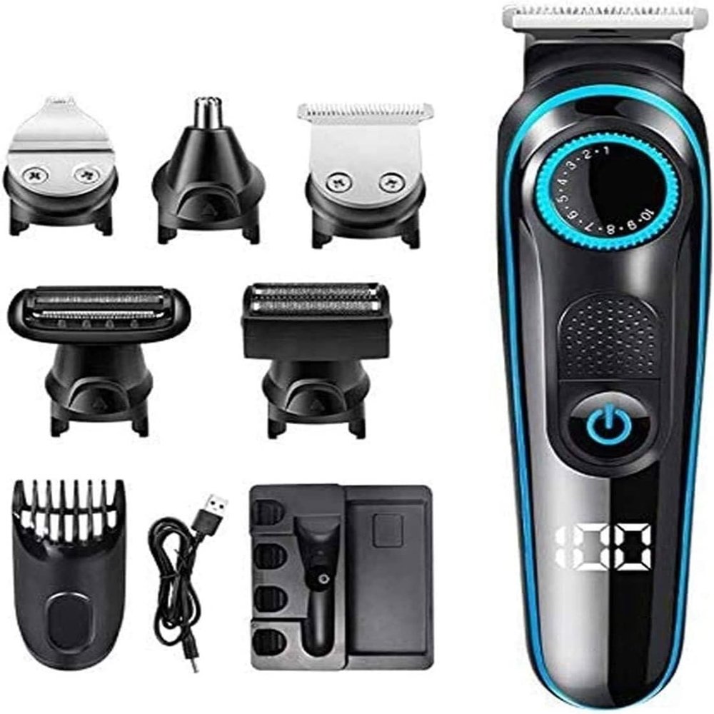 ALQPPM Electric Razor for Men, 6 in 1 Rechargeable Waterproof IPX7 Electric Shaver, Electric Shaver with Precision Trimmer, Hair Clippers,Rechargeable, Wet & Dry Shaver with Easy Clean