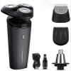 ALQPPM Electric Razor for Men Electric Face Shavers Rechargeable Shaving Men's Cordless Razors IPX7 Waterproof Wet Dry 4 in 1 Rotary Shavers Beard Nose Mustache Trimmer USB Charging Black view 1