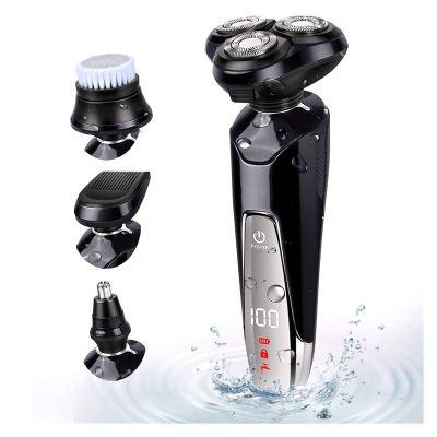 ALQPPM Electric shavers for Men Wet and Dry Rechargeable Mens Razor Waterproof Electric Razor Intelligent Digital Display 4D Rotary Razors USB Charging