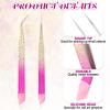 2 Pcs Double Ended Nail Art Tweezers with Silicone Pressing Head - Straight & Curved Tip Stainless Steel Tweezers for Eyelash Extensions & Nail Art Stickers view 4