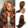 SOSEXY Ombre Lace Front Wig Human Hair Pre Plucked 4T4/27 HD Lace Highlight Wig Human Hair 180% Density Medium Brown 13x4 Lace Frontal Human Hair Wigs Glueless Colored Wigs Human Hair 24 Inch view 1