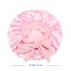 2pcs Black & Pink Kids Satin Bonnet with Light Brown Wig Grip Cap view 4