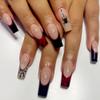 24Pcs Halloween Fake Nails Long Coffin Press on Nails Halloween Spider Glue on Nails Black French False Nails Spider Web Full Cover Acrylic Nails Glossy Halloween Nails stick on nails for Women Girl view 1