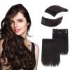 NICENEEDED 4Pcs Brown Black Clip in Hair Toppers, Real Human Synthetic Hairpieces for Women with Thinning Hair, Short Thick Hair Extensions Adding Extra Hair Volume for Daily Use Halloween view 1