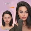 NICENEEDED 4Pcs Brown Black Clip in Hair Toppers, Real Human Synthetic Hairpieces for Women with Thinning Hair, Short Thick Hair Extensions Adding Extra Hair Volume for Daily Use Halloween view 3