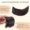 NICENEEDED 4Pcs Brown Black Clip in Hair Toppers, Real Human Synthetic Hairpieces for Women with Thinning Hair, Short Thick Hair Extensions Adding Extra Hair Volume for Daily Use Halloween view 4