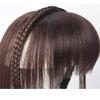 10inch Human Hair Straight with Headband Braids Natural with Bangs for Thinning Hair Woman (Dark Brown) view 3