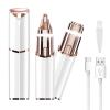 Facial Hair Removal Eyebrow Trimmer - Facial Shaver Device 2 in 1 Remover for Face Peach Fuzz Eyebrow Nose Ear Hair Chin Lips Armpit with LED Light Rechargeable for Women Men Travel Size (White) view 1
