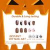 Halloween Press on Nails Short Almond Brown Fake Nails Ghost Mummy Cat Nail Tip False Nails with Designs Glitter Glossy Glue on Fall Acrylic Artificial Nail for Women Girls 24Pcs view 2