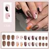 Halloween Press on Nails Short Almond Brown Fake Nails Ghost Mummy Cat Nail Tip False Nails with Designs Glitter Glossy Glue on Fall Acrylic Artificial Nail for Women Girls 24Pcs view 3