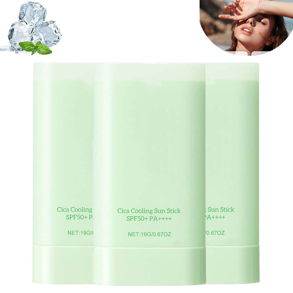 Cooling Sun Stick,Sun Cream For Face Korean Stick, Sunscreen Korean,Korean Moisturizing Sunscreen Stick,Water Resistant & Non-Greasy (3pcs)