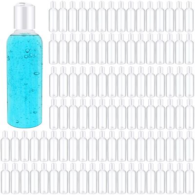 Roshtia 100 Pcs 3.4 oz Travel Bottles for Toiletries Clear Plastic Travel Size Containers Leak Proof Empty Refillable Liquid Containers Squeezable for Lotion Face Cream Shampoo Essential Oil (White)