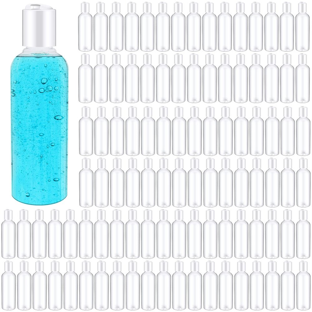 Roshtia 100 Pcs 3.4 oz Travel Bottles for Toiletries Clear Plastic Travel Size Containers Leak Proof Empty Refillable Liquid Containers Squeezable for Lotion Face Cream Shampoo Essential Oil (White)